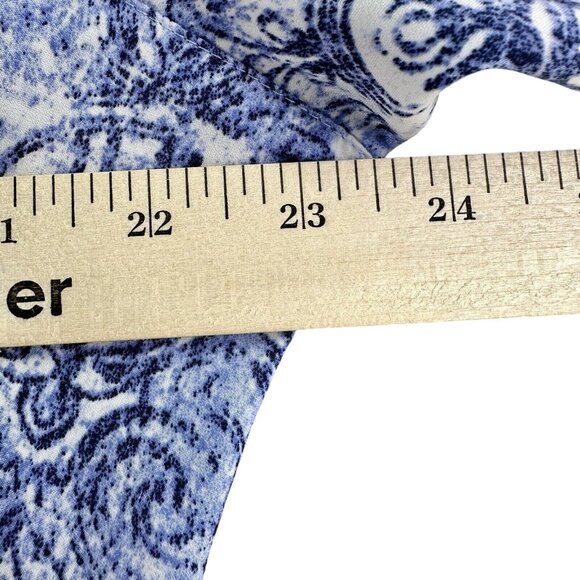 Chico's Fleur-de-lis Blouse Women’s Size 3 Blue XL/16 Easy Care Button Down - Picture 12 of 15